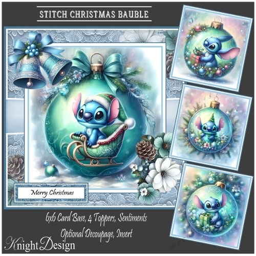 Stitch Christmas Bauble With Set Of 4 Toppers