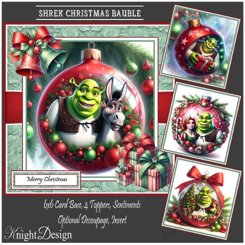 Shrek Christmas Bauble With Set Of 4 Toppers