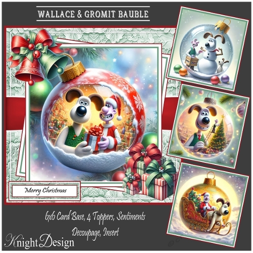 Wallace & Gromit Bauble With Set Of 4 Toppers