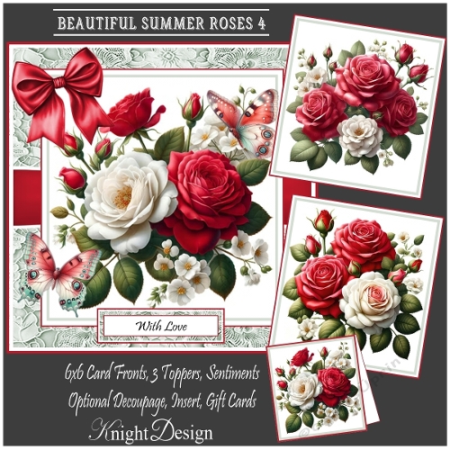 Beautiful Summer Roses 4 With Set Of 3 Card Fronts 