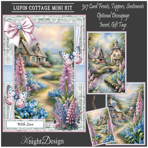 Lupin Cottage With Set Of 3 Card Fronts 