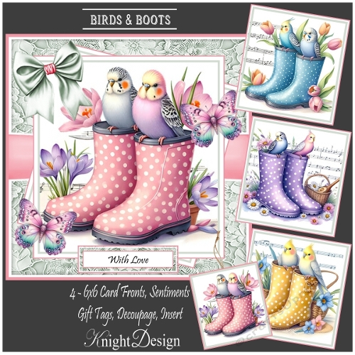 cup1388516_58488 - Birds & Boots Mini Kit With Set Of 4 Card Fronts