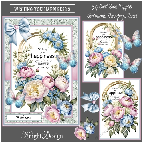 Wishing You Happiness 3 With Set Of 3 Toppers 