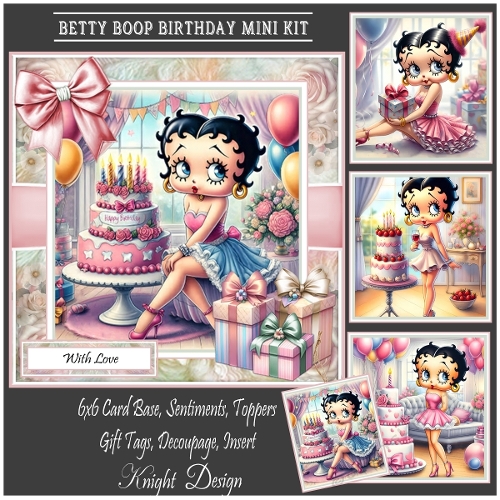 Betty Boop Birthday With Set Of 4 Toppers
