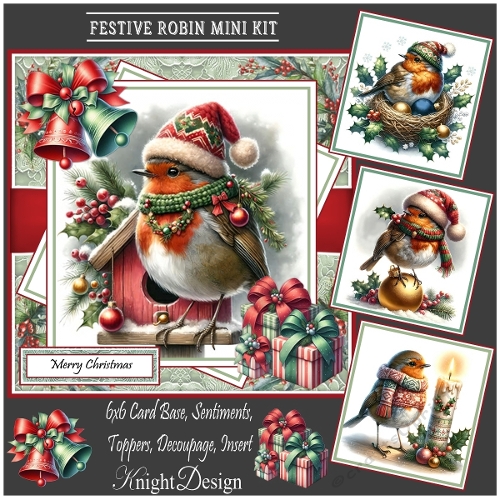Festive Robin Mini Kit With Set Of 4 Toppers