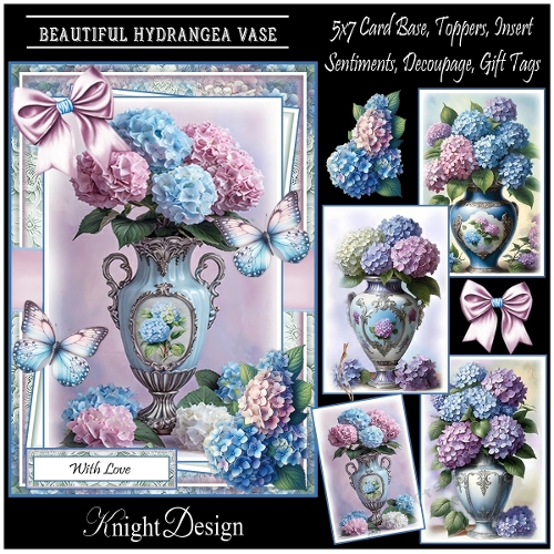 Beautiful Hydrangea Vase With Set Of 4 Toppers