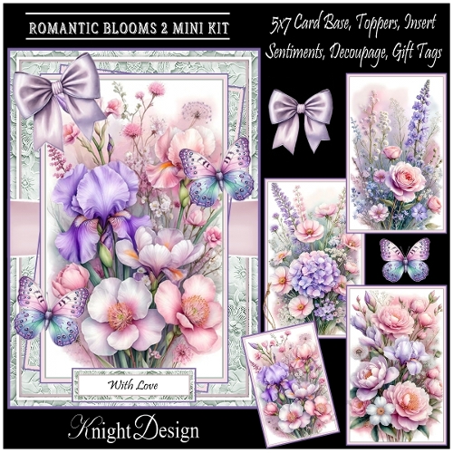 Romantic Blooms 2 With Set Of 4 Toppers