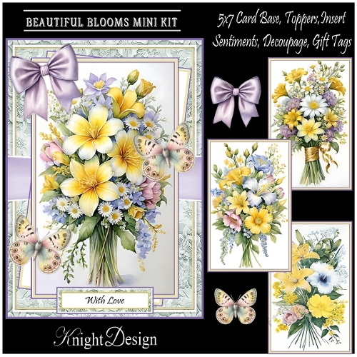 cup1389900_58488 - Beautiful Blooms With Set Of 4 Toppers