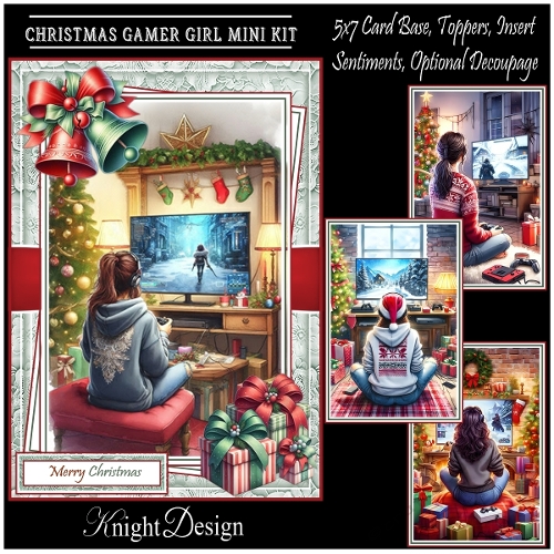 cup1390041_58488 - Christmas Gamer Girl With Set Of 4 Toppers