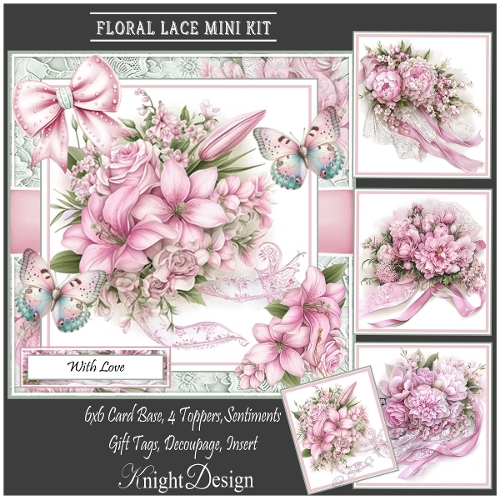 cup1390804_58488 - Floral Lace With Set Of 4 Toppers