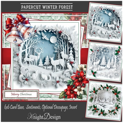 Papercut Winter Forest With Set Of 4 Toppers