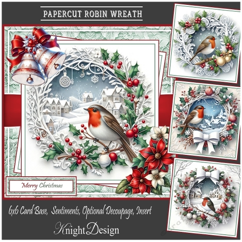 Papercut Robin Wreath With Set Of 4 Toppers