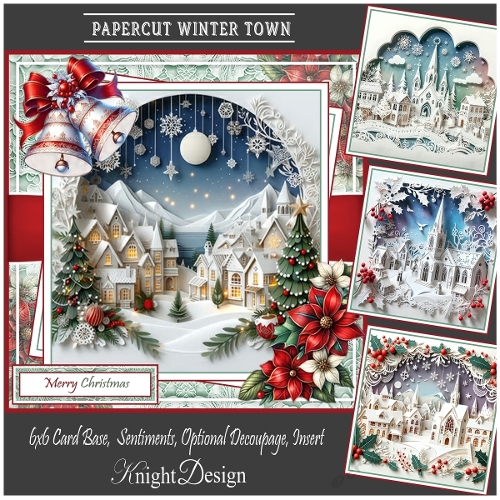 Papercut Christmas Town With Set Of 4 Toppers