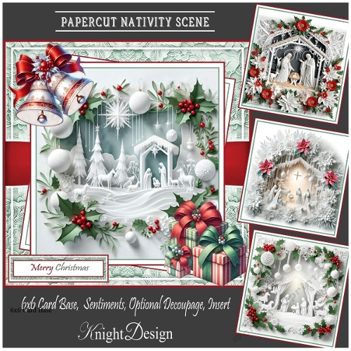 Papercut Nativity Scene With Set Of 4 Toppers