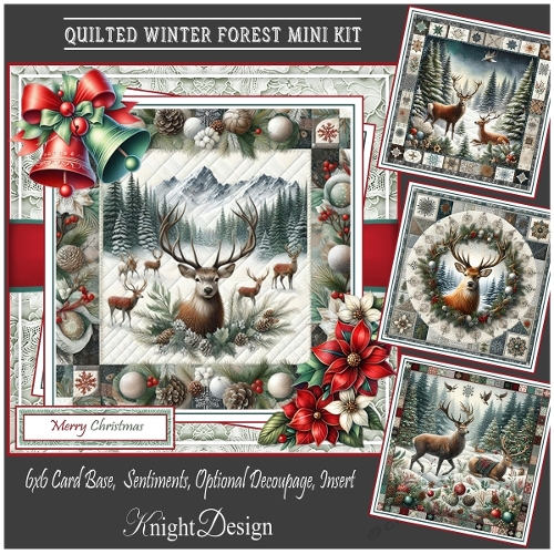 Quilted Winter Forest With Set Of 4 Toppers