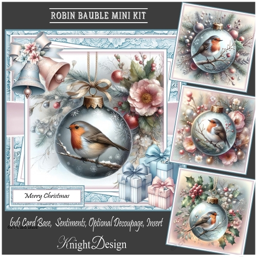 Robin Bauble With Set Of 4 Toppers