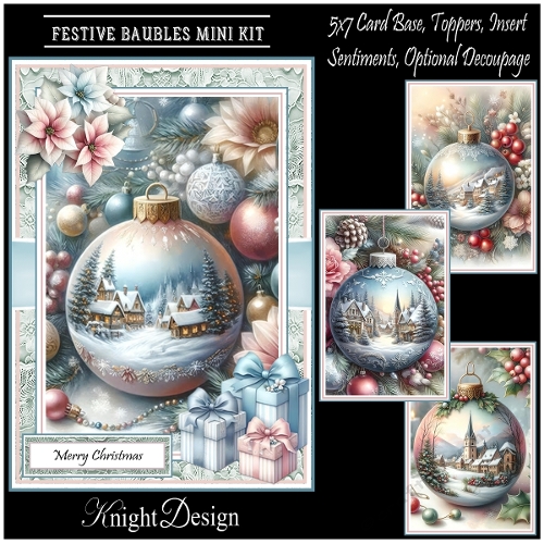 Festive Baubles With Set Of 4 Toppers