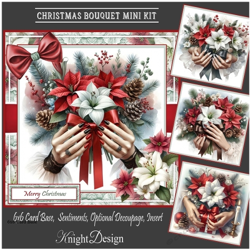 Christmas Bouquet With Set Of 4 Toppers