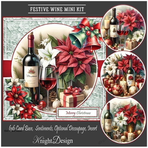 Festive Wine With Set Of 4 Toppers