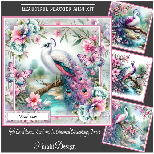 Beautiful Peacock With Set Of 4 Toppers
