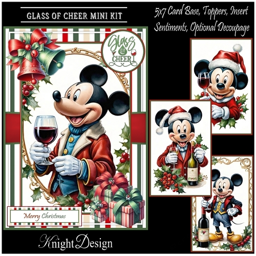 Glass Of Cheer With Set Of 4 Toppers