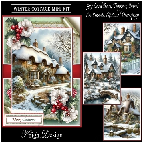 Winter Cottage With 4 Toppers