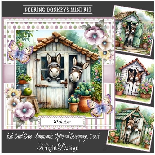 Peeking Donkeys With Set Of 4 Toppers