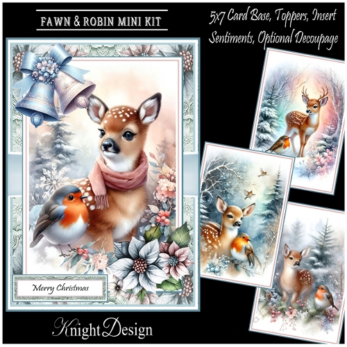 Fawn & Robin With Set Of 4 Toppers