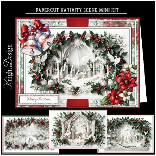 Papercut Nativity Scene With Set Of 4 Toppers
