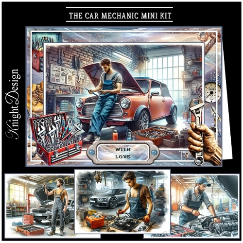 The Car Mechanic With Set Of 4 Toppers