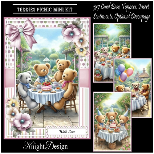 cup1394783_58488 - Teddies Picnic With Set Of 4 Toppers