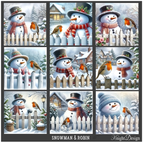 Snowman & Robin Toppers/Card Fronts 