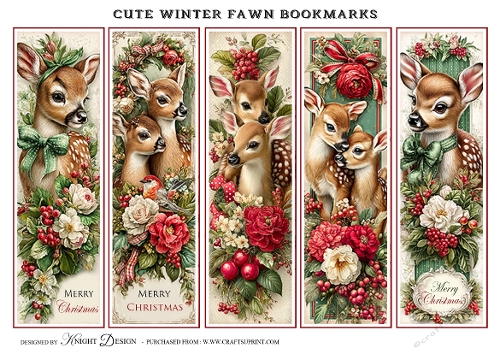 cup1412019_58488 - 5 Cute Winter Fawn Bookmarks