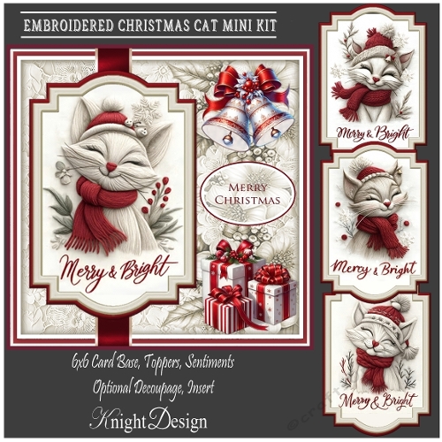 Embroidered Christmas Cat Mini Kit
