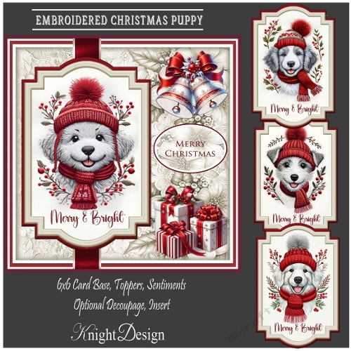 Embroidered Christmas Puppy Mini Kit