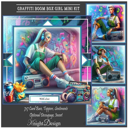 Graffiti Boom Box Girl Mini Page Kit