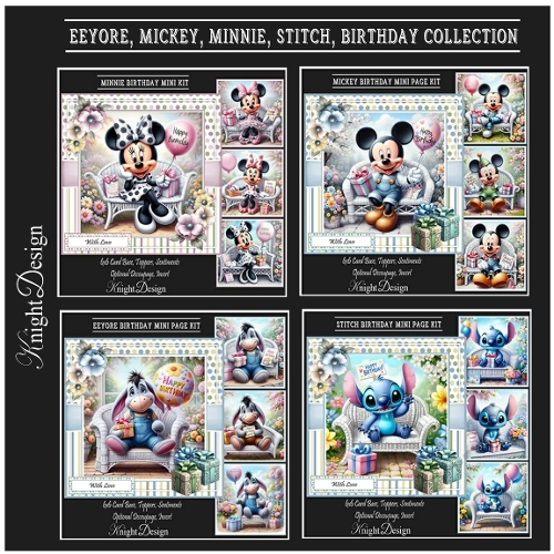 Eeyore, Mickey, Minnie, Stitch, Birthday Collection
