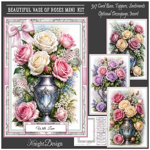  Beautiful Vase Of Roses Mini Page Kit 