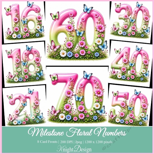 Milestone Floral Numbers / Card Front / Toppers