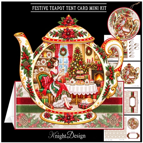 Festive Teapot Tent Card Mini Kit