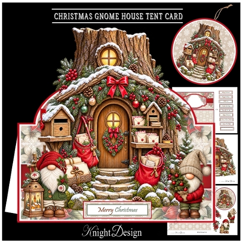 Christmas Gnome House Tent Card Mini Kit