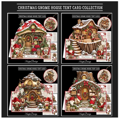 Christmas Gnome House Tent Card Collection