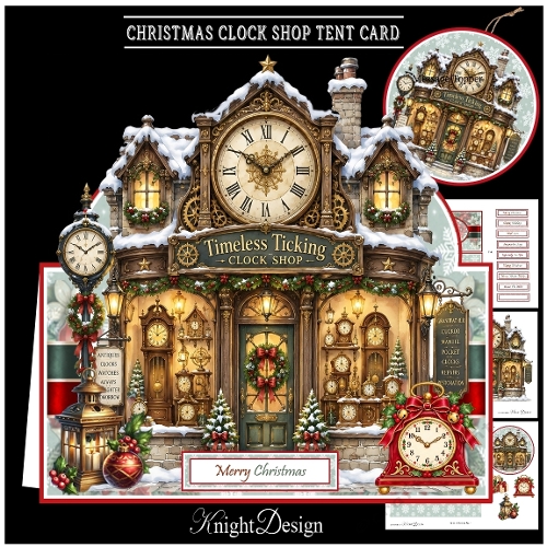 Christmas Clock Shop Tent Card Mini Kit
