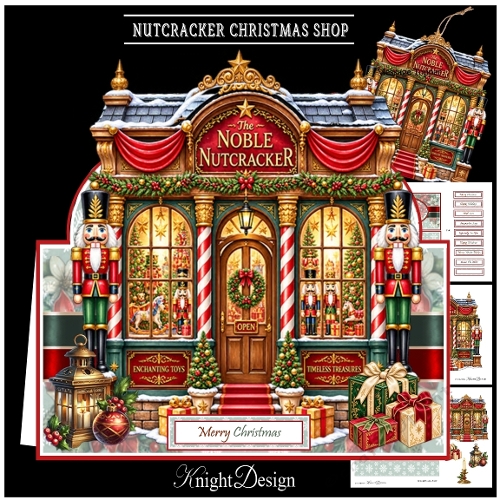 Nutcracker Christmas Shop Tent Card Mini Kit