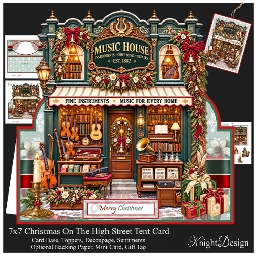 Christmas Music Shop Tent Card Mini Kit