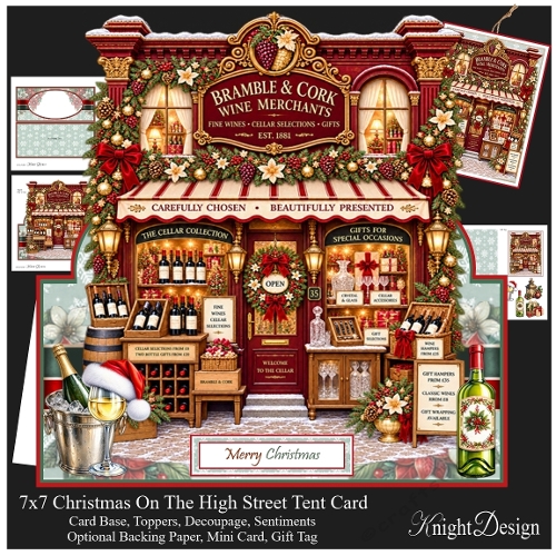 Christmas Wine Shop Tent Card Mini Kit