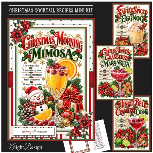 Christmas Cocktail Recipes Mini Page Kit 