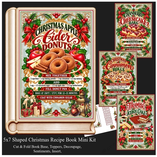 5x7 Shaped Christmas Recipe Book Mini Kit