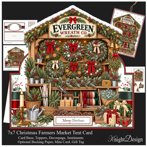 Farmers Market - Evergreen Wreaths Tent Card Mini Kit