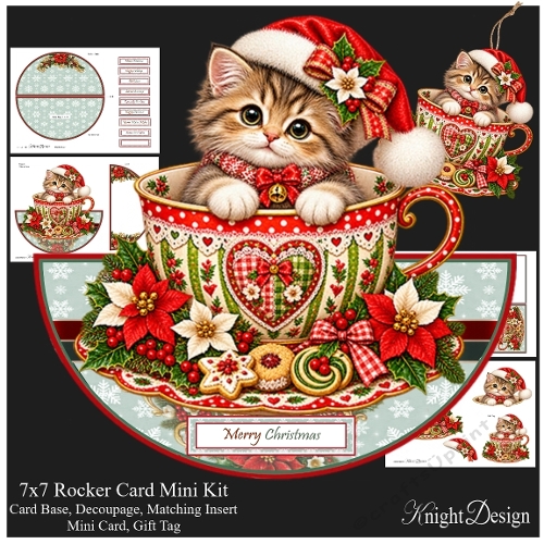 Festive Kitten Rocker Card Mini Kit